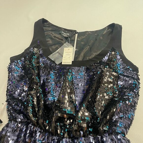 NWT BEBE Navy Blue Black Sequin Embellished Romper Jumpsuit Size 4 NEW - Picture 2 of 7